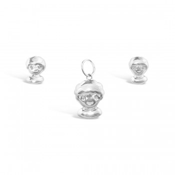 STERLING SILVER EARRING AND PENDANT PLAIN BOY