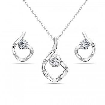 Sterling Silver Set "6" Figure with Clear Cubic Zirconia