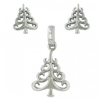 Sterling Silver Set Tree with Curly Ends -Rhodium Plating-