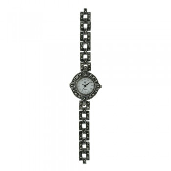 Marcasite Watch Rd Face with Marcasite Link Strap