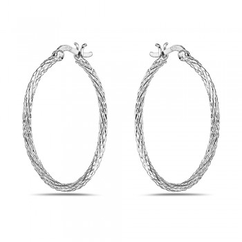 Sterling Silver Earring Twisted Hoop 40mm with Latch