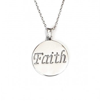 Sterling Silver Necklace Faith Word Cut Out 18 Inches