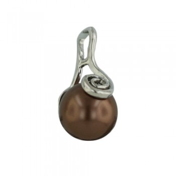 Brass Pdnt Swirl W/10Mm Brown Shell Pearl, Brown